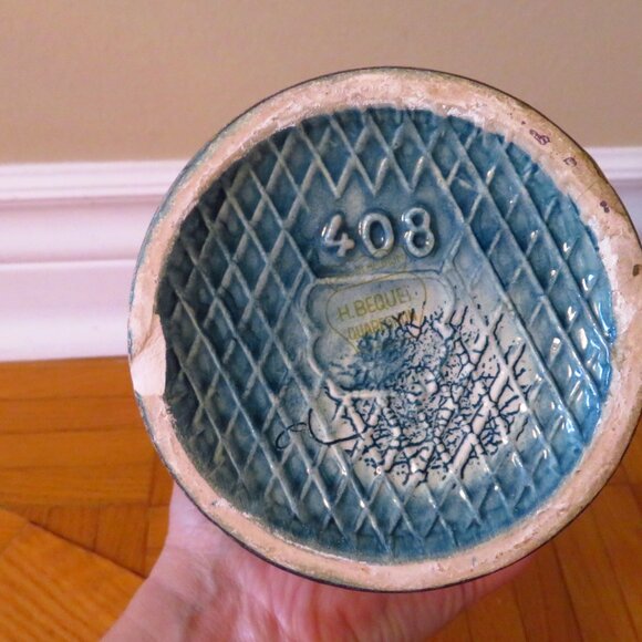Vintage blue/gold H. Bequet Belgium quaregnon vase number 408, Mint Condition 50 - Picture 8 of 12